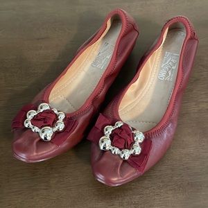 Ferragamo red ballet flats